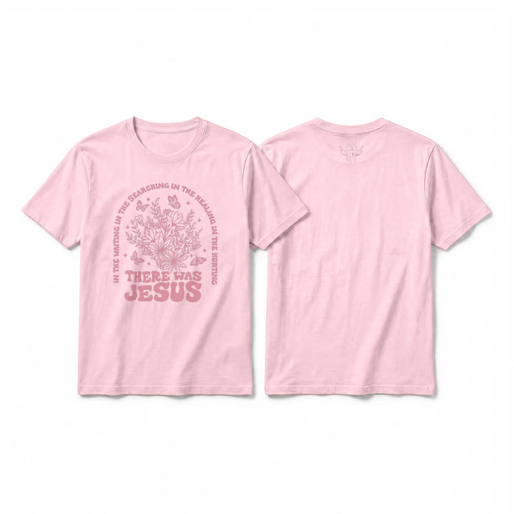 Christianartworkshop T-shirt premium à manches courtes « Il y avait Jésus » à motif floral et papillon - Rose - 2XL - image 25