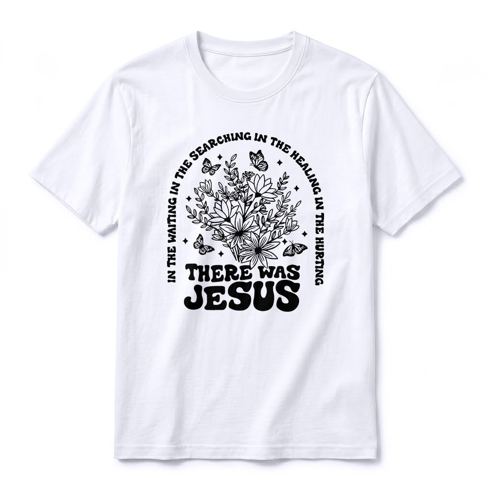 Christianartworkshop T-shirt premium à manches courtes « Il y avait Jésus » à motif floral et papillon - image 2