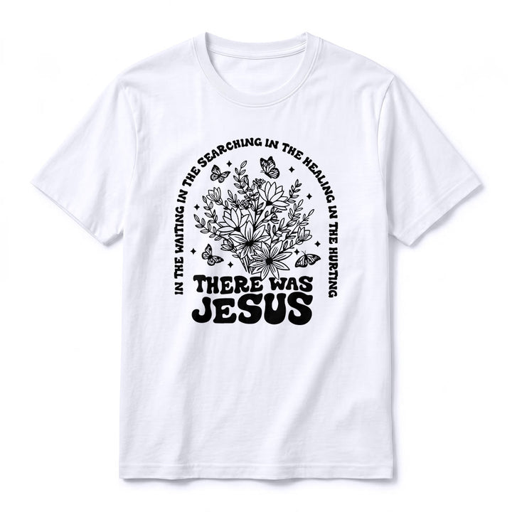 Christianartworkshop T-shirt premium à manches courtes « Il y avait Jésus » à motif floral et papillon - image 2