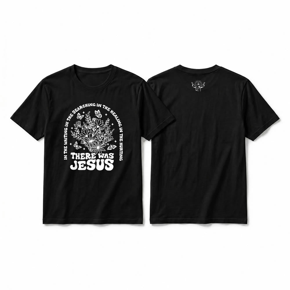 Christianartworkshop T-shirt premium à manches courtes « Il y avait Jésus » à motif floral et papillon - Noir - 2XL - image 13