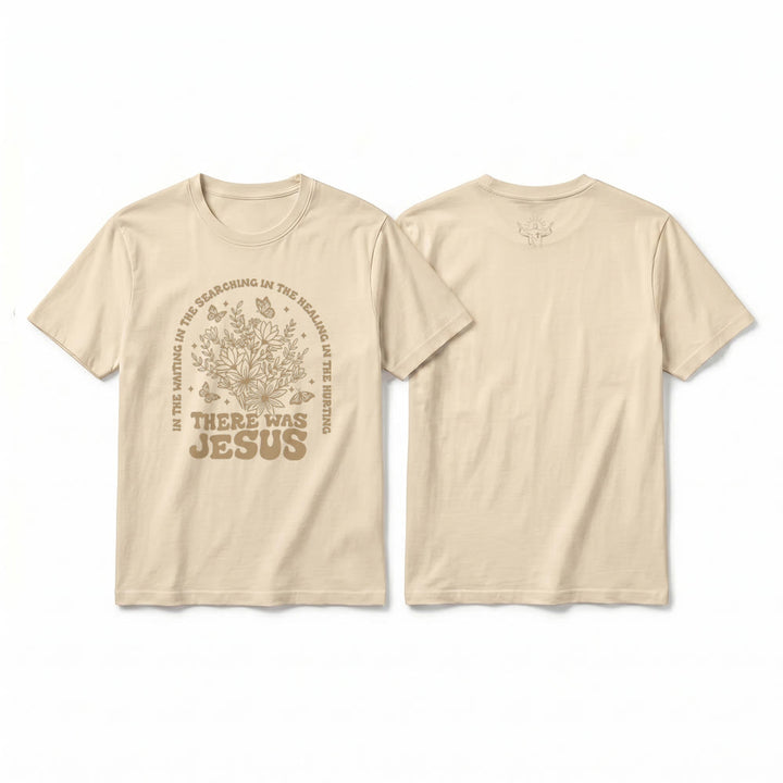 Christianartworkshop T-shirt premium à manches courtes « Il y avait Jésus » à motif floral et papillon - Beige - 2XL - image 10