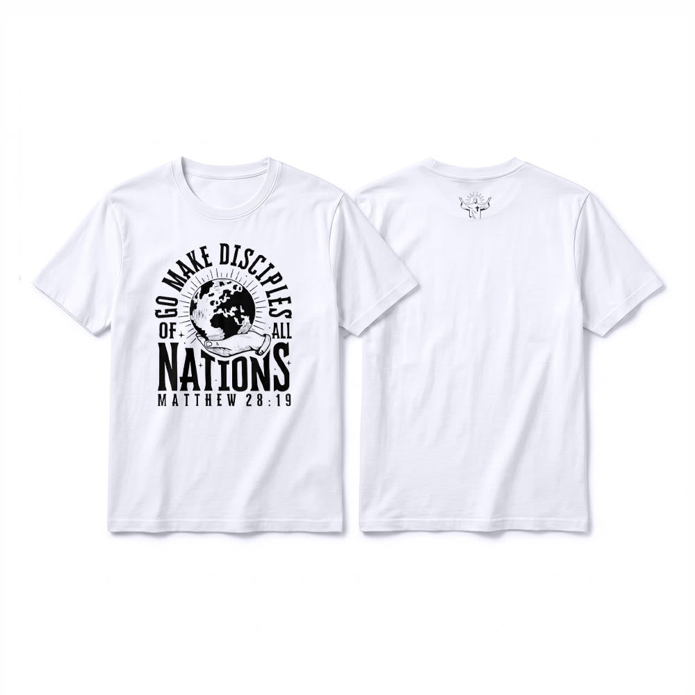 Christianartworkshop T-shirt premium à manches courtes « Allez, faites des disciples de toutes les nations » (Matthieu 28:19) - Blanc - 2XL - image 4
