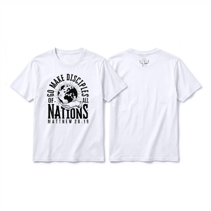 Christianartworkshop T-shirt premium à manches courtes « Allez, faites des disciples de toutes les nations » (Matthieu 28:19) - Blanc - 2XL - image 4