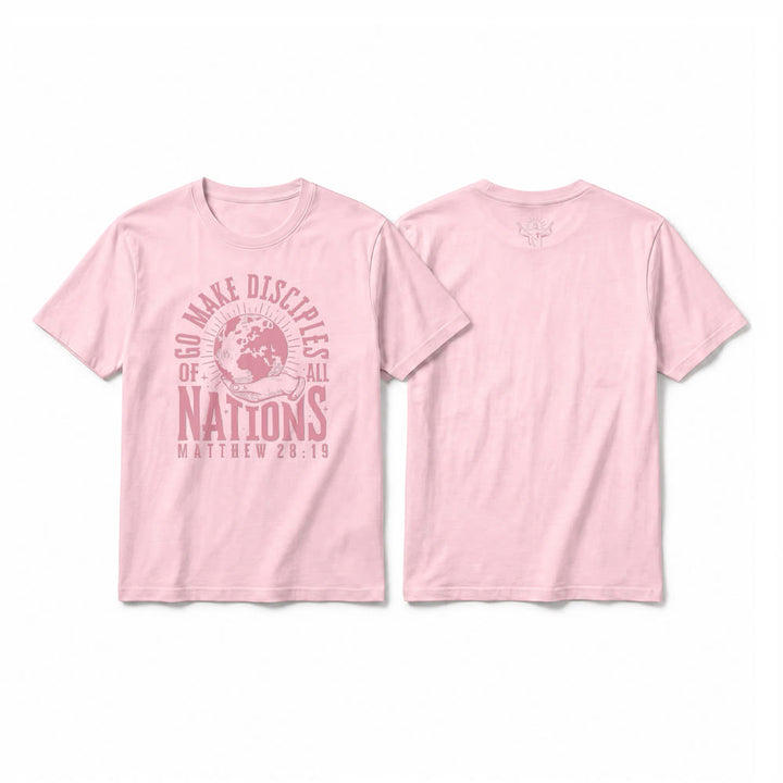 Christianartworkshop T-shirt premium à manches courtes « Allez, faites des disciples de toutes les nations » (Matthieu 28:19) - Rose - 2XL - image 25