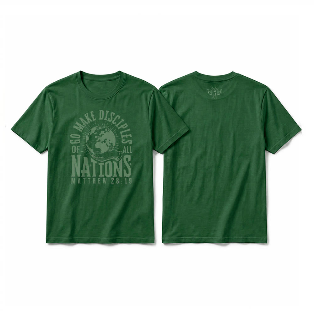 Christianartworkshop T-shirt premium à manches courtes « Allez, faites des disciples de toutes les nations » (Matthieu 28:19) - Vert foncé - 2XL - image 7