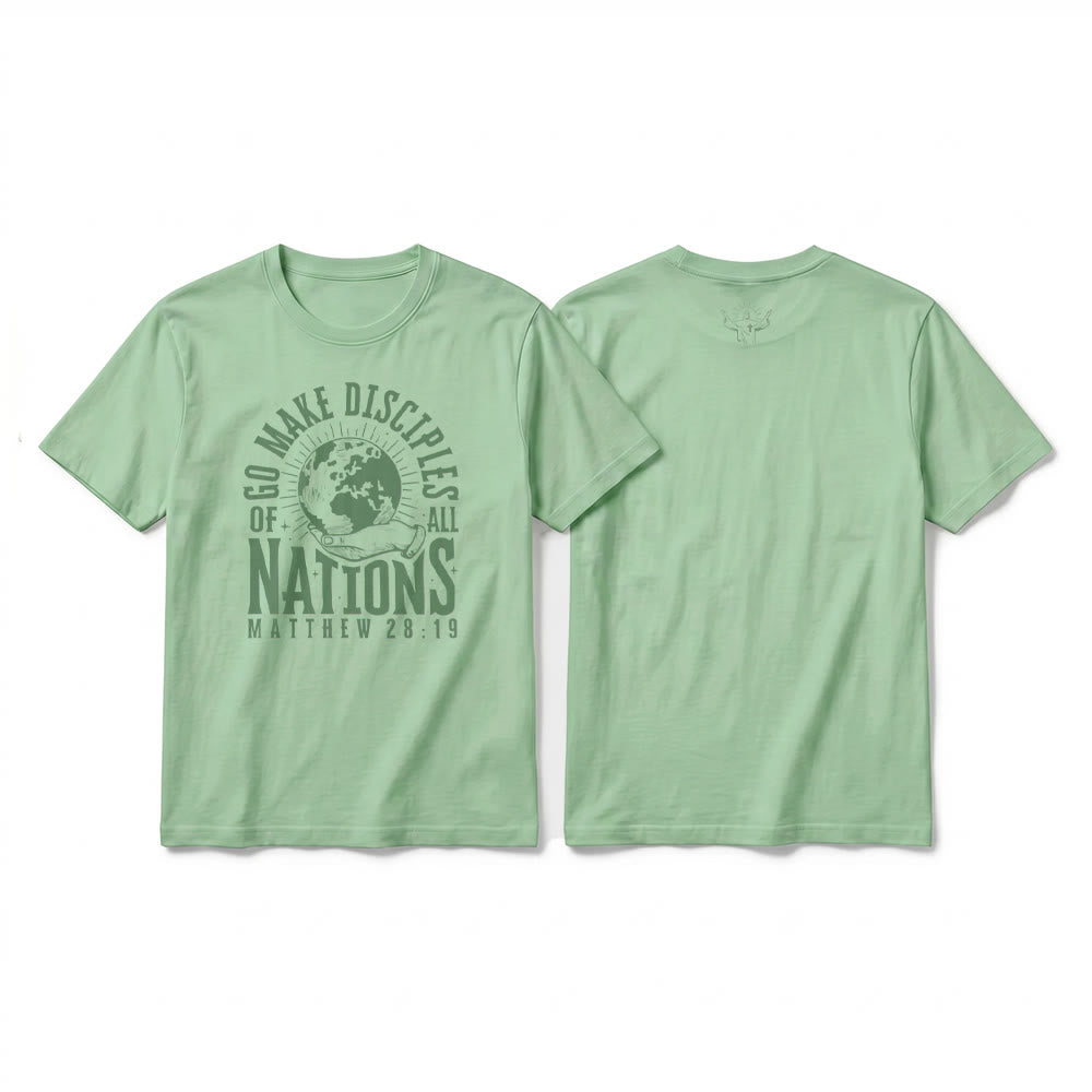 Christianartworkshop T-shirt premium à manches courtes « Allez, faites des disciples de toutes les nations » (Matthieu 28:19) - Vert clair - 2XL - image 22
