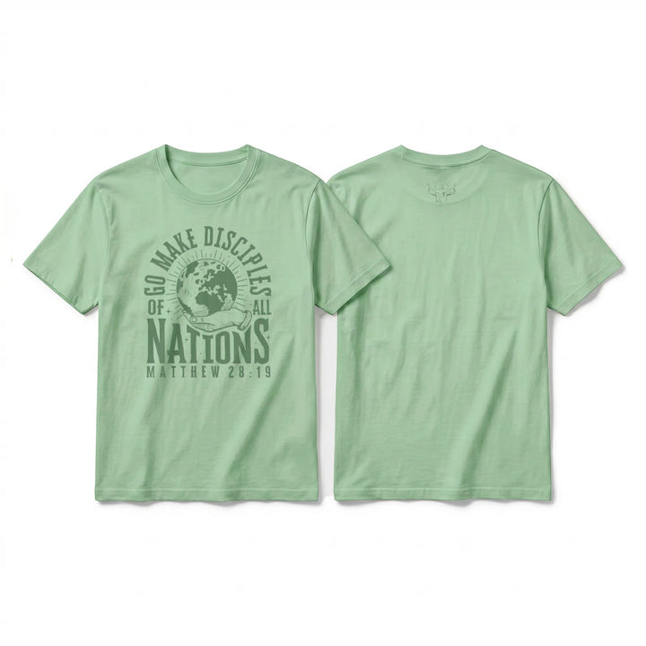 Christianartworkshop T-shirt premium à manches courtes « Allez, faites des disciples de toutes les nations » (Matthieu 28:19) - Vert clair - 2XL - image 22