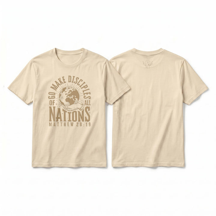 Christianartworkshop T-shirt premium à manches courtes « Allez, faites des disciples de toutes les nations » (Matthieu 28:19) - Beige - 2XL - image 13