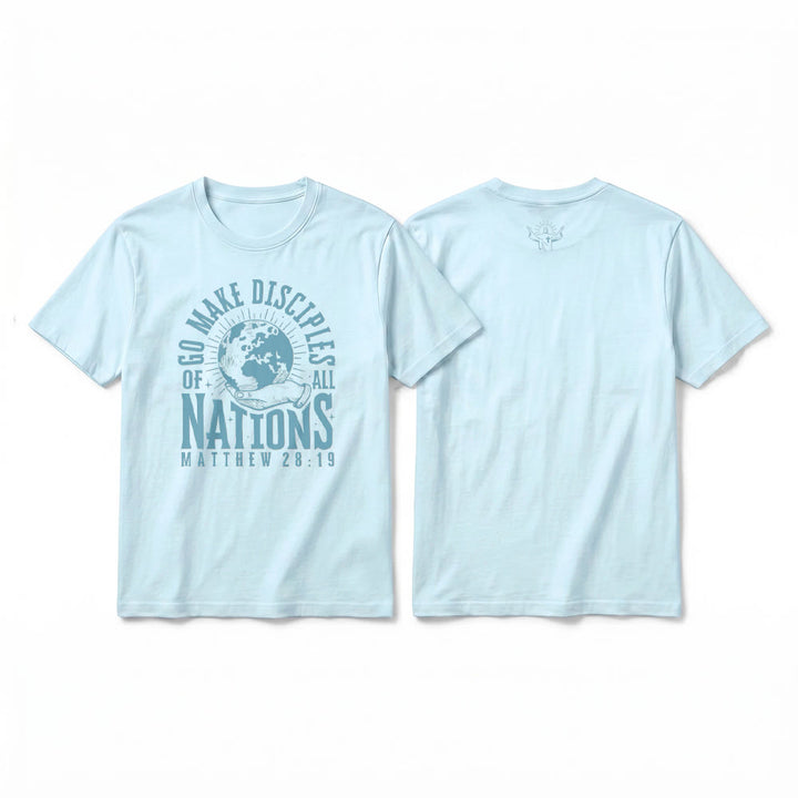 Christianartworkshop T-shirt premium à manches courtes « Allez, faites des disciples de toutes les nations » (Matthieu 28:19) - Bleu - 2XL - image 10