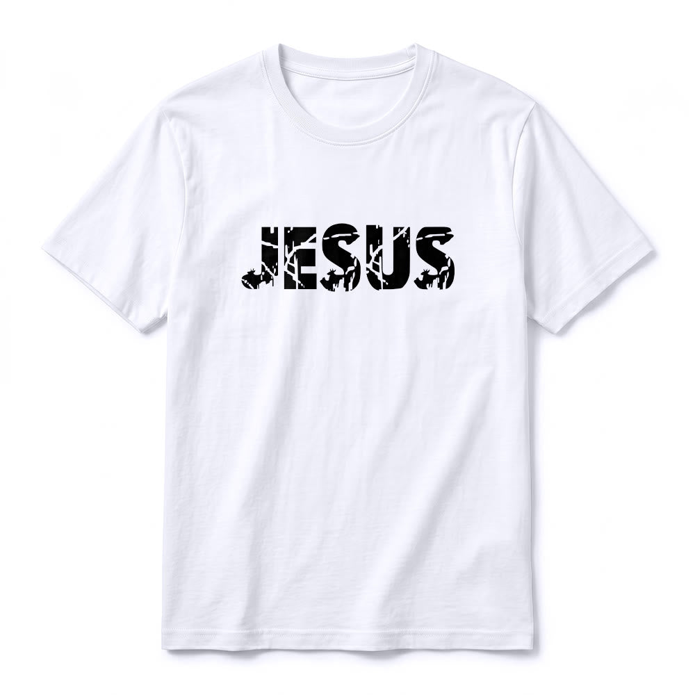 Christianartworkshop T-shirt à manches courtes premium "JÉSUS" Mountain Cross - image 8