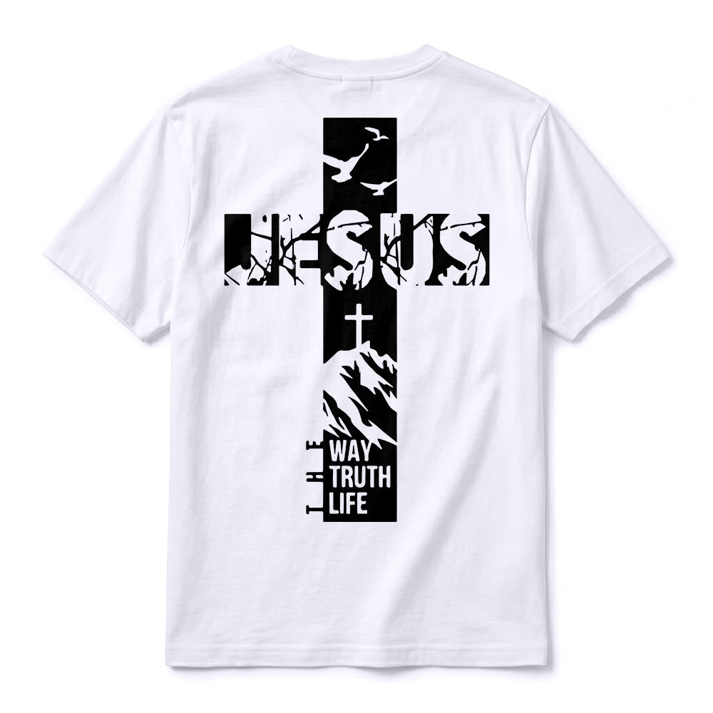 Christianartworkshop T-shirt à manches courtes premium "JÉSUS" Mountain Cross - image 9