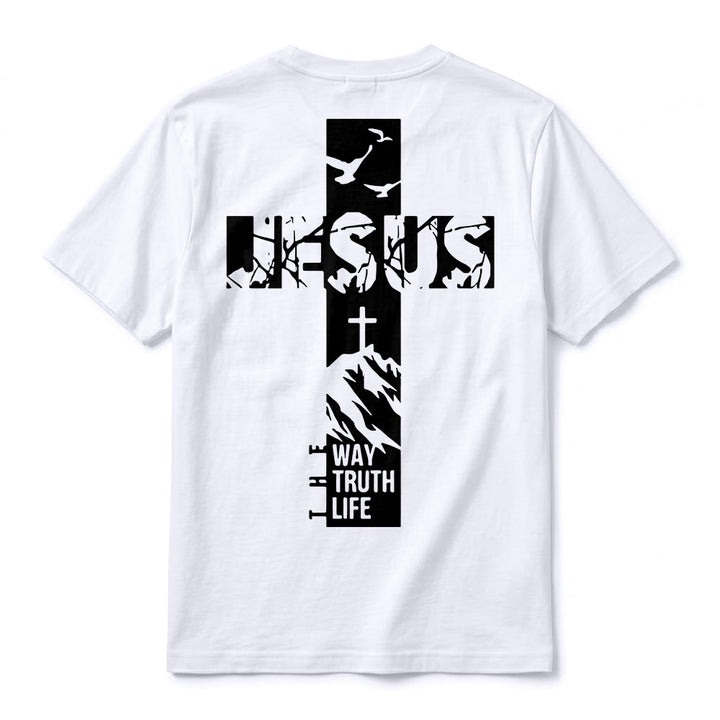 Christianartworkshop T-shirt à manches courtes premium "JÉSUS" Mountain Cross - image 9