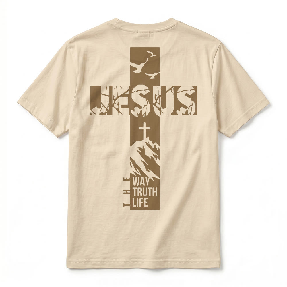 Christianartworkshop T-shirt à manches courtes premium "JÉSUS" Mountain Cross - image 3