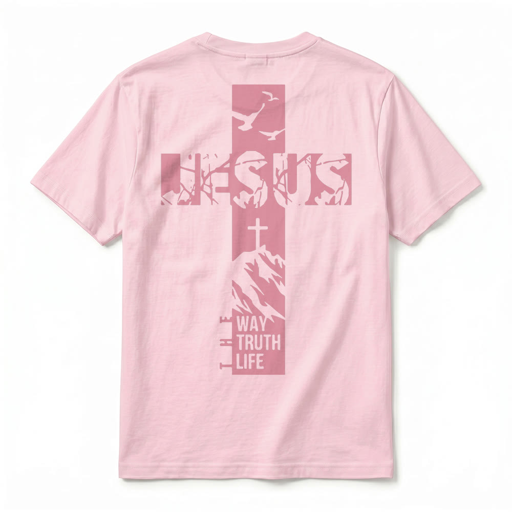 Christianartworkshop T-shirt à manches courtes premium "JÉSUS" Mountain Cross - image 27
