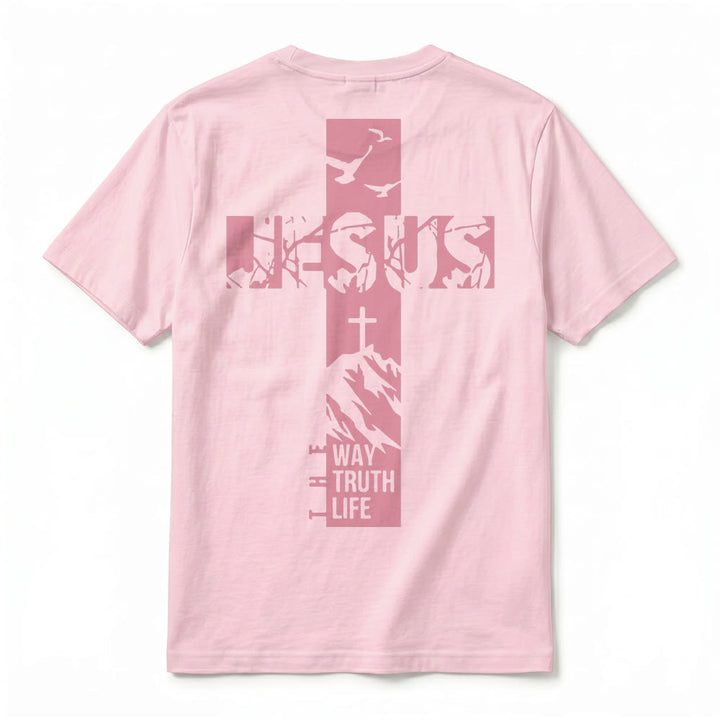 Christianartworkshop T-shirt à manches courtes premium "JÉSUS" Mountain Cross - image 27