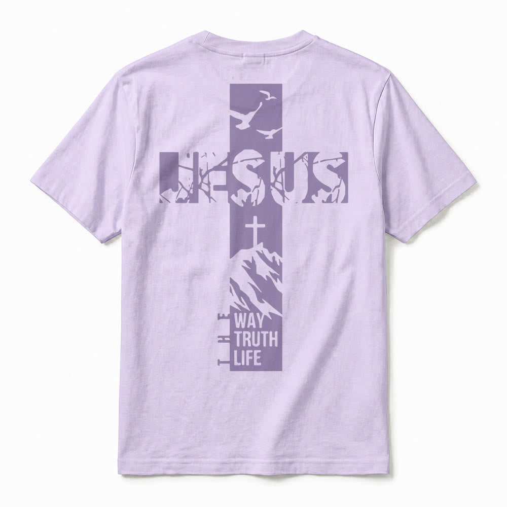 Christianartworkshop T-shirt à manches courtes premium "JÉSUS" Mountain Cross - image 18