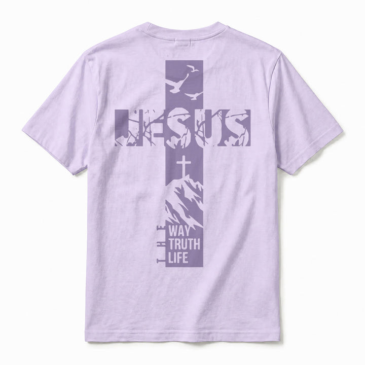 Christianartworkshop T-shirt à manches courtes premium "JÉSUS" Mountain Cross - image 18
