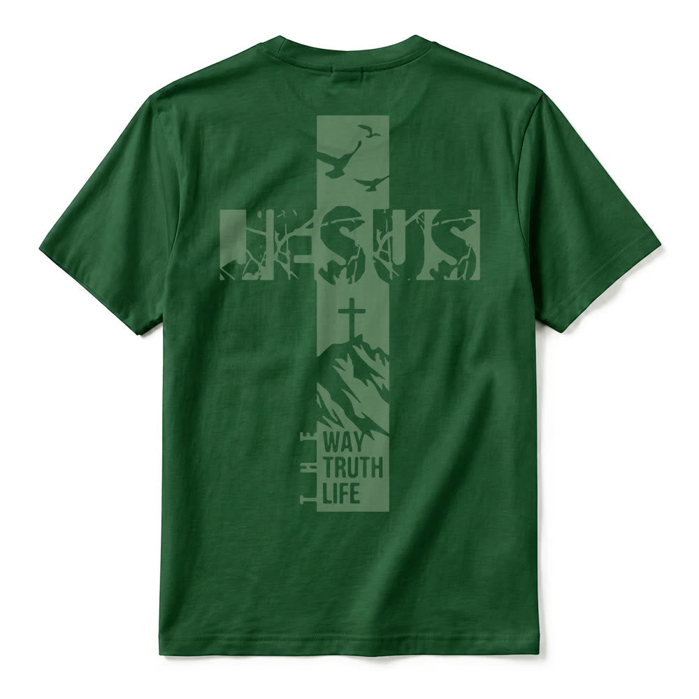 Christianartworkshop T-shirt à manches courtes premium "JÉSUS" Mountain Cross - image 12
