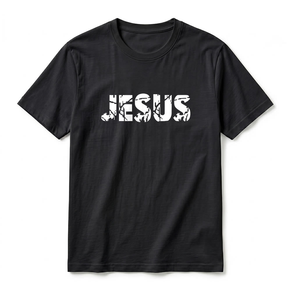 Christianartworkshop T-shirt à manches courtes premium "JÉSUS" Mountain Cross - image 5
