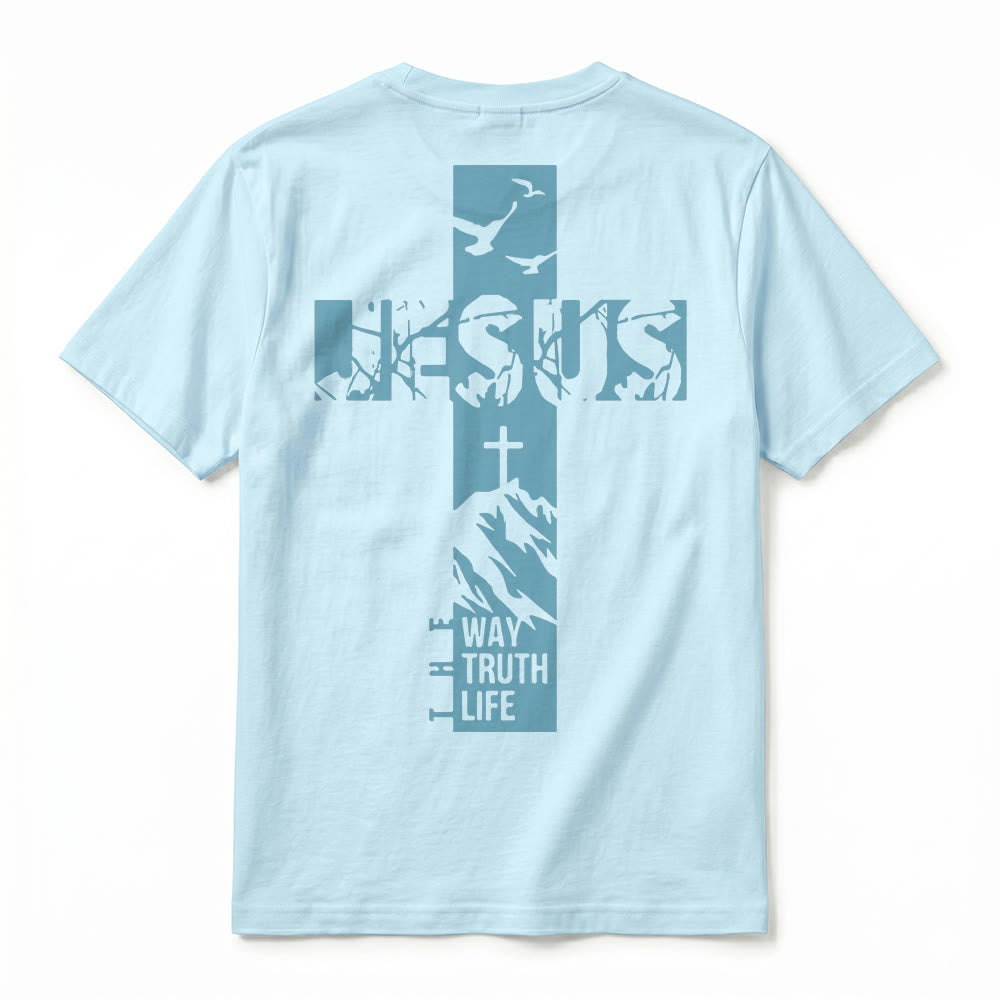 Christianartworkshop T-shirt à manches courtes premium "JÉSUS" Mountain Cross - image 15