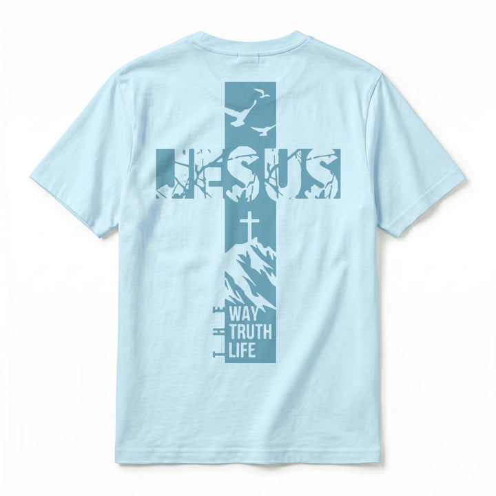 Christianartworkshop T-shirt à manches courtes premium "JÉSUS" Mountain Cross - image 15