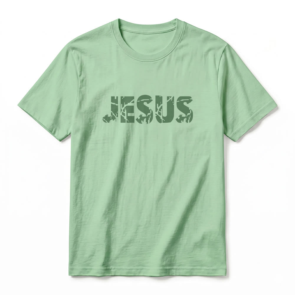 Christianartworkshop T-shirt à manches courtes premium "JÉSUS" Mountain Cross - image 23