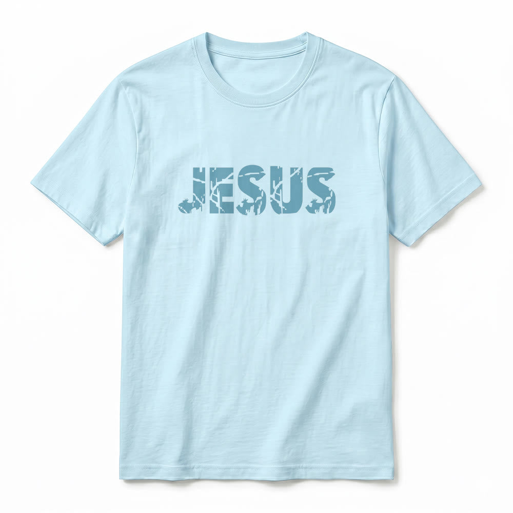 Christianartworkshop T-shirt à manches courtes premium "JÉSUS" Mountain Cross - image 14