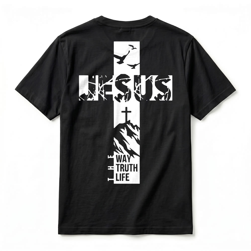 Christianartworkshop T-shirt à manches courtes premium "JÉSUS" Mountain Cross - image 6