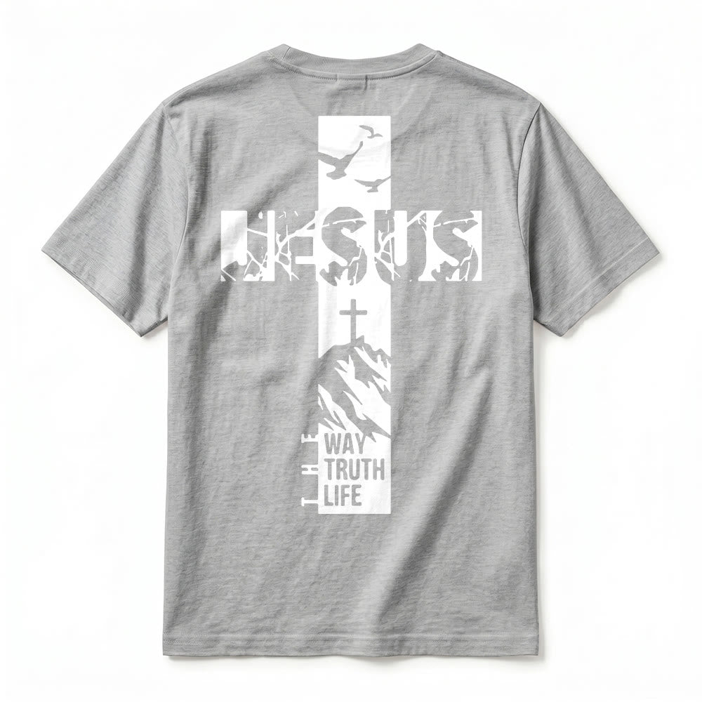 Christianartworkshop T-shirt à manches courtes premium "JÉSUS" Mountain Cross - image 21