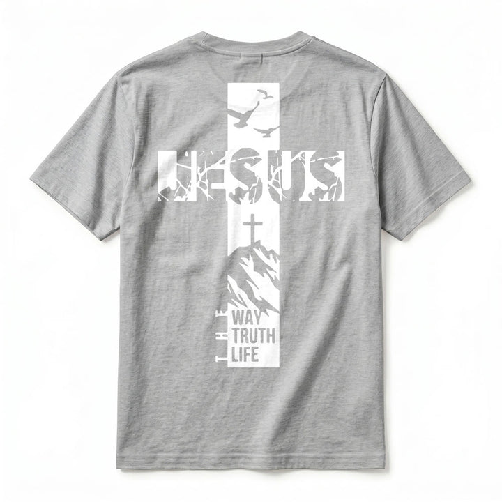 Christianartworkshop T-shirt à manches courtes premium "JÉSUS" Mountain Cross - image 21