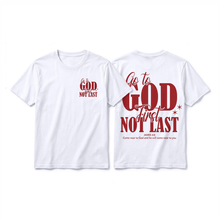 Christianartworkshop T-shirt premium à manches courtes « Va d’abord à Dieu » avec rappel de foi - Blanc - 2XL - image 1