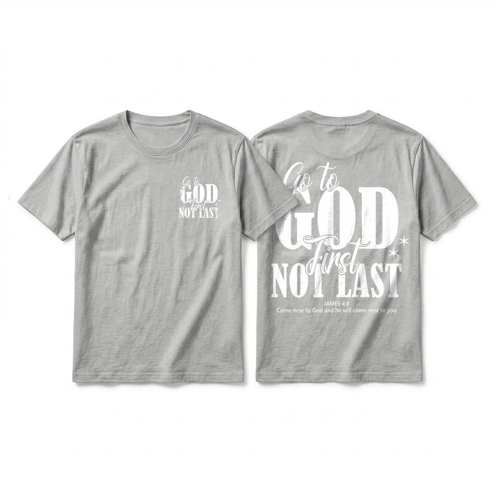Christianartworkshop T-shirt premium à manches courtes « Va d’abord à Dieu » avec rappel de foi - Gris - 2XL - image 22