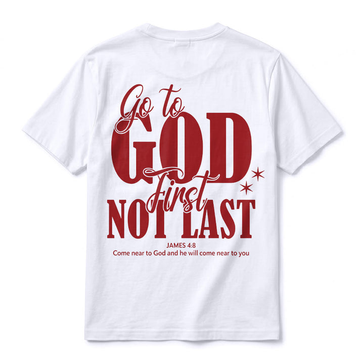 Christianartworkshop T-shirt premium à manches courtes « Va d’abord à Dieu » avec rappel de foi - image 3