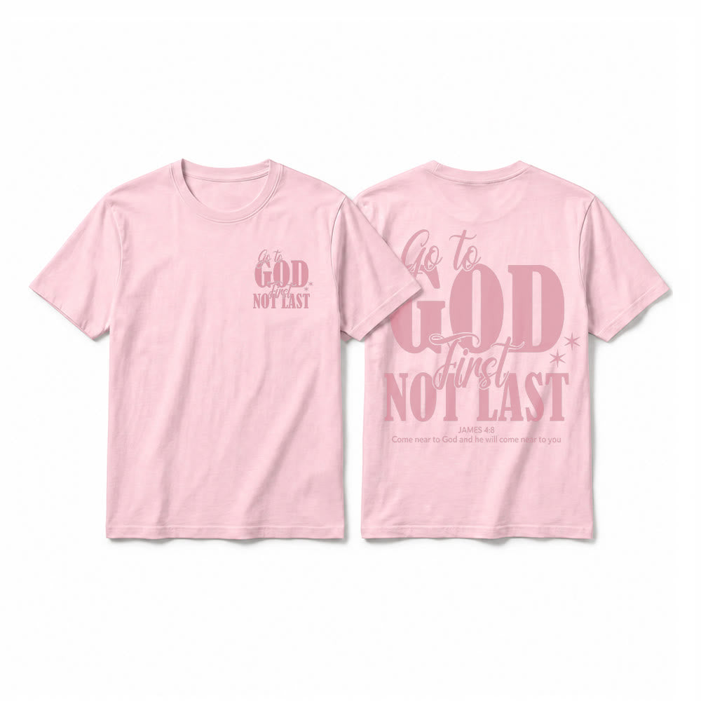 Christianartworkshop T-shirt premium à manches courtes « Va d’abord à Dieu » avec rappel de foi - Rose - 2XL - image 28