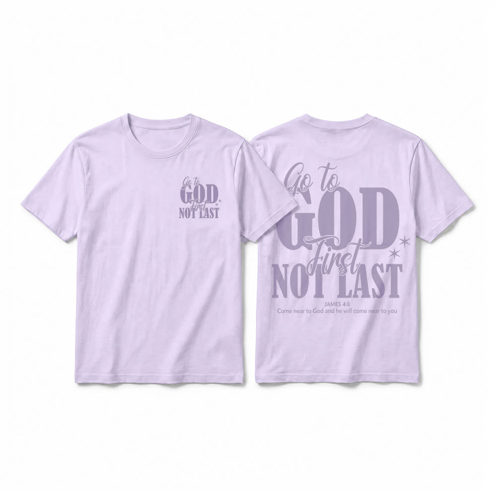 Christianartworkshop T-shirt premium à manches courtes « Va d’abord à Dieu » avec rappel de foi - Violet - 2XL - image 19