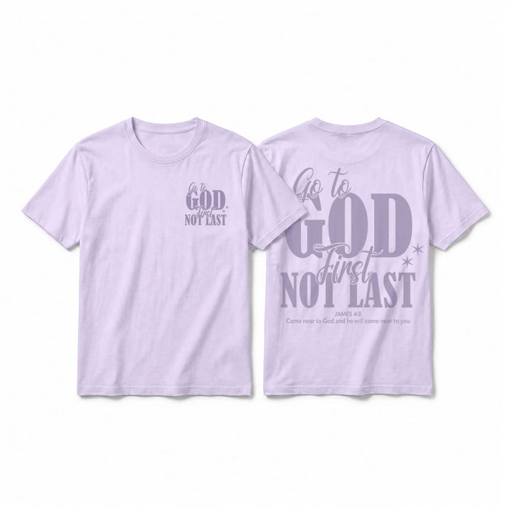 Christianartworkshop T-shirt premium à manches courtes « Va d’abord à Dieu » avec rappel de foi - Violet - 2XL - image 19