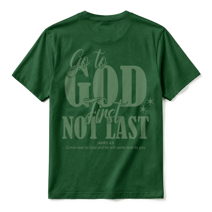 Christianartworkshop T-shirt premium à manches courtes « Va d’abord à Dieu » avec rappel de foi - image 15