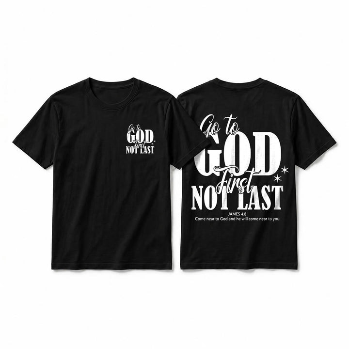 Christianartworkshop T-shirt premium à manches courtes « Va d’abord à Dieu » avec rappel de foi - Noir - 2XL - image 10