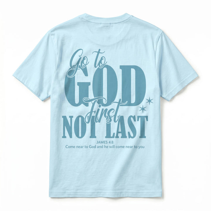 Christianartworkshop T-shirt premium à manches courtes « Va d’abord à Dieu » avec rappel de foi - image 17