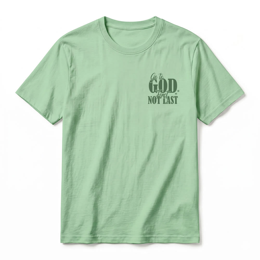 Christianartworkshop T-shirt premium à manches courtes « Va d’abord à Dieu » avec rappel de foi - image 26