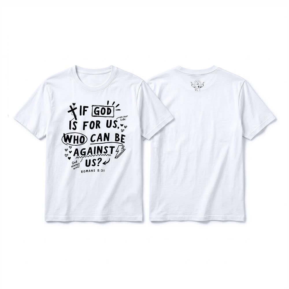 Christianartworkshop T-shirt premium à manches courtes « Si Dieu est pour nous, qui sera contre nous ? Romains 8:31 » - Blanc - 2XL - image 4