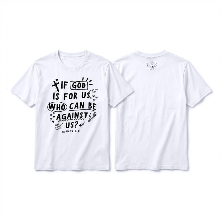 Christianartworkshop T-shirt premium à manches courtes « Si Dieu est pour nous, qui sera contre nous ? Romains 8:31 » - Blanc - 2XL - image 4