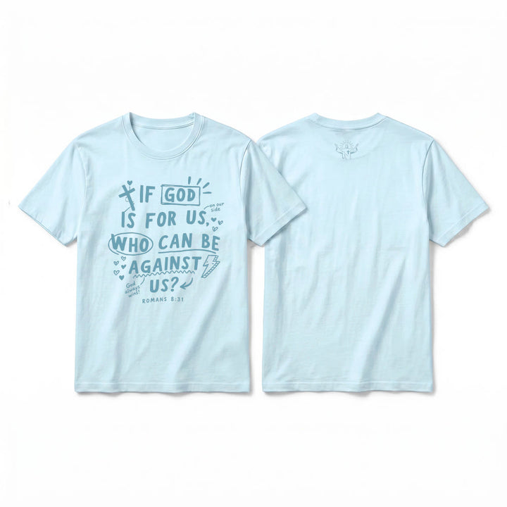 Christianartworkshop T-shirt premium à manches courtes « Si Dieu est pour nous, qui sera contre nous ? Romains 8:31 » - Bleu - 2XL - image 13