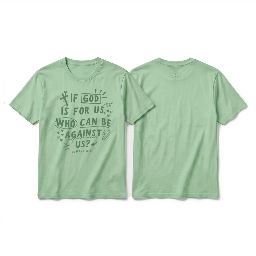 Christianartworkshop T-shirt premium à manches courtes « Si Dieu est pour nous, qui sera contre nous ? Romains 8:31 » - Vert clair - 2XL - image 22