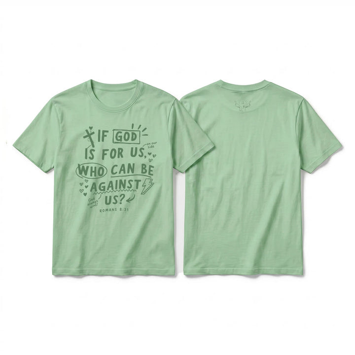 Christianartworkshop T-shirt premium à manches courtes « Si Dieu est pour nous, qui sera contre nous ? Romains 8:31 » - Vert clair - 2XL - image 22