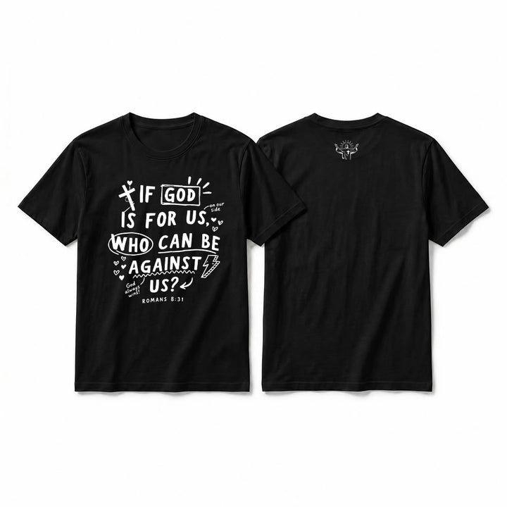 Christianartworkshop T-shirt premium à manches courtes « Si Dieu est pour nous, qui sera contre nous ? Romains 8:31 » - Noir - 2XL - image 7