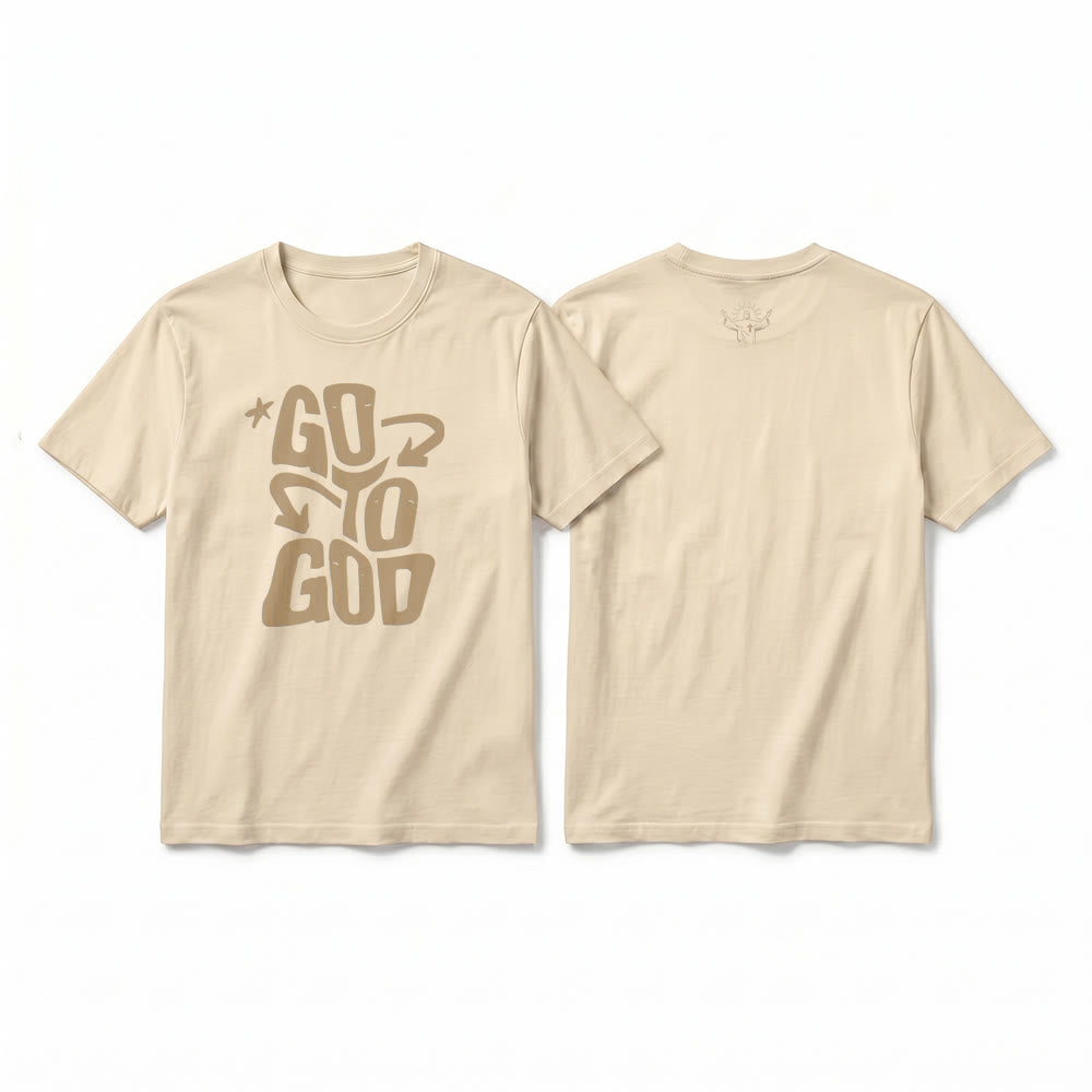 Christianartworkshop T-shirt premium à manches courtes « Va à Dieu » avec accent étoile - Beige - 2XL - image 4