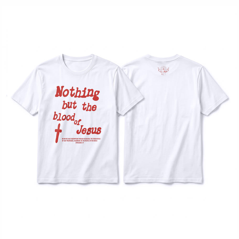 Christianartworkshop T-shirt premium à manches courtes « Rien que le sang de Jésus » - Blanc - 2XL - image 1