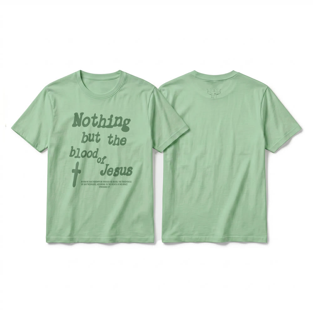 Christianartworkshop T-shirt premium à manches courtes « Rien que le sang de Jésus » - Vert clair - 2XL - image 22