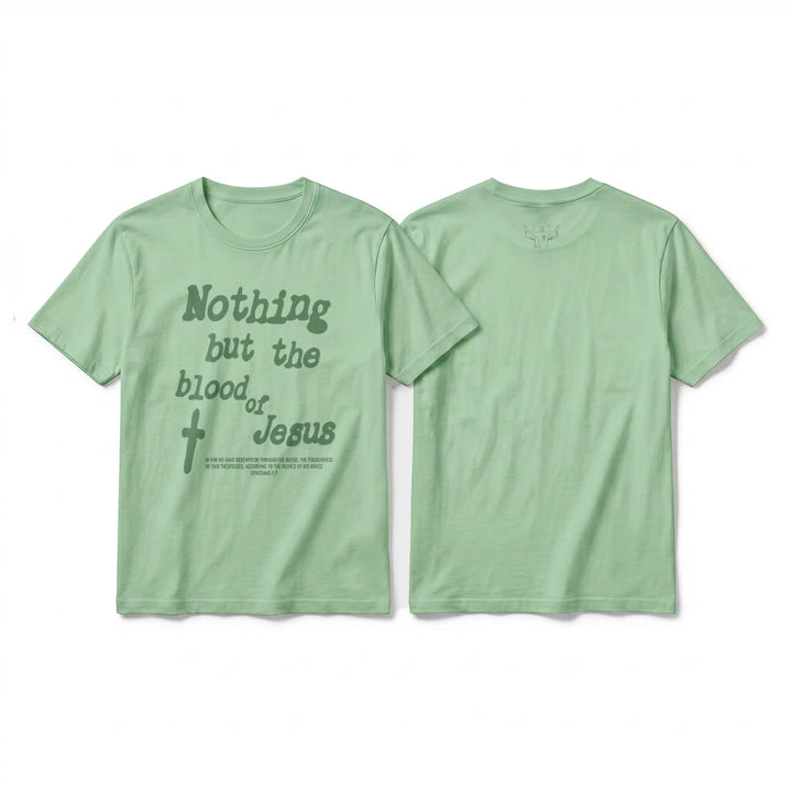 Christianartworkshop T-shirt premium à manches courtes « Rien que le sang de Jésus » - Vert clair - 2XL - image 22